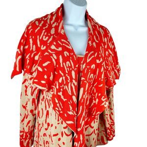 Neiman Marcus Exclusive Orange + Tan 2 Piece Reversible Sweater Set Size M